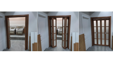 OPTIMA PORTE, модель 504.2222, цвет орех/ стекло сатина светлое