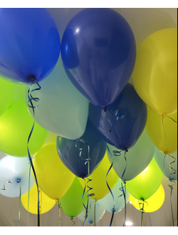 Шары голубой, синий, жёлтый, зелёный 20 шт под потолок