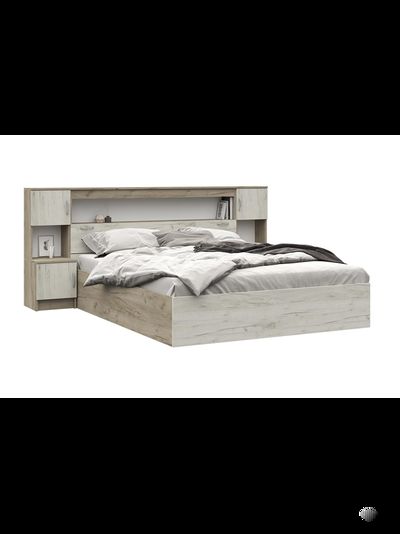 Бася (Басса) КР 552 кровать с закроватным модулем Крафт белый/Крафт серый (с настилом)