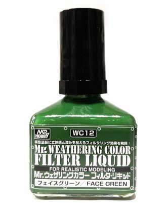 WC12 краска 40мл MR.WEATHERING COLOR WC12 FILTER LIQUID FACE GREEN (ЗЕЛЁНЫЙ)