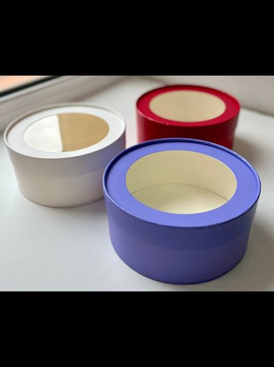 Коробка круглая для зефира, печенья с/о (красная), Д200*70мм