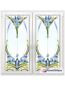 Витражная пленка, витражная пленка самоклеющаяся под заказ,пленочный витраж с цветочным рисунком