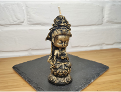 Свеча "Богиня Гуань Инь" черная с золотом, 1 шт., 4 x 10,5 см