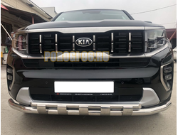 Защита переднего бампера с перемычками d60/42 для Kia Mohave (2021-...)