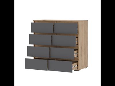 Хелен КМ 04 Комод 8 ящиков 1000х958х465 дуб крафт золотой/графит