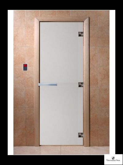 Дверь стеклянная для бани и сауны Сатин  8мм Ольха