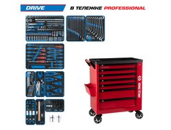 Набор инструментов 251 предмет, "DRIVE", в красной тележке KING TONY 9G38-251MRVR
