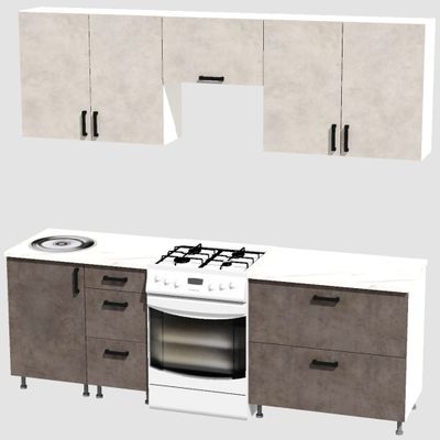 Кухня Эконом 1,8 метра (900х900) Цвет: Цемент светлый/Цемент темный