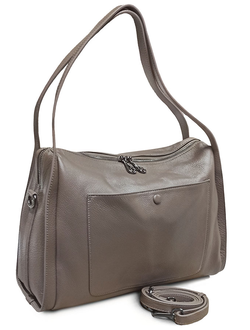 (АРТИКУЛ: 10034) СУМКА ЖЕНСКАЯ СРЕДНЕГО РАЗМЕРА, НАТУРАЛЬНАЯ КОЖА, ТЕМНО-БЕЖЕВАЯ, РУЧКИ И РЕМЕНЬ ЧЕРЕЗ ПЛЕЧО