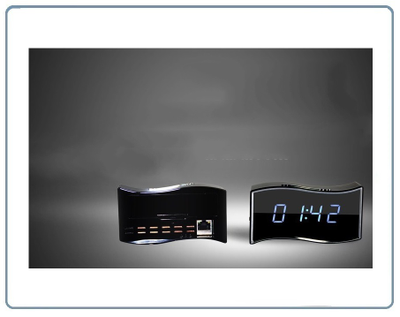 Охранная видеокамера /IP видеоняня WiFi/LAN (Часы настольные, волна)  с аккумулятором с DVR, Full HD (Camwf)