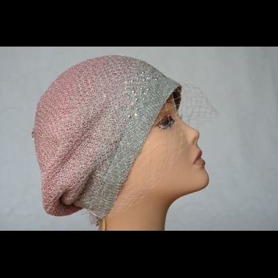 Женский берет летний с вуалью Vizio Италия 6605 розовый