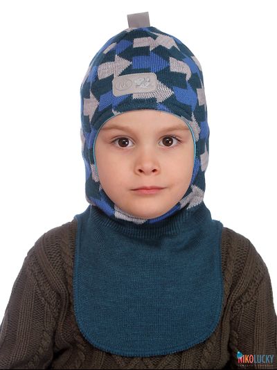 Шапка-шлем 20201-06, цвет синий, ярко-синий, серый, р. 50-52