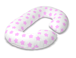 Подушка для беременных  шарики внутри формы Рогалик 340 см с наволочкой на молнии Хлопок сиреневые звезды