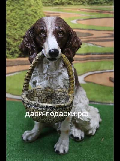 СПАНИЕЛЬ с корзиной кашпо 64*42см  5кг   полистоун Россия  4789/012332