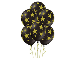 Воздушные шары "Золотые звёзды" чёрные