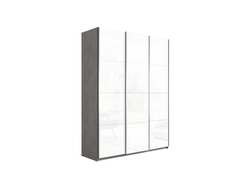 Шкаф-купе 3-х дверный «Траст» 1800 Бетон, Стекло белый глянец/Стекло белый глянец/Стекло белый гляне
