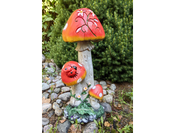 МУХОМОРЫ с БОЖЬЕЙ КОРОВКОЙ  49*22см   1,7кг   полистоун Россия  2549/014149-2*  Божья коровка в вашем саду - это добрый знак на удачу!