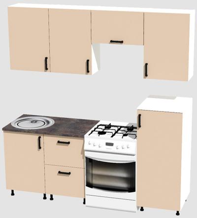 Кухня Эконом 1,5 метра с полуколонкой (1000х500) Цвет: Фон бежевый/Фон бежевый