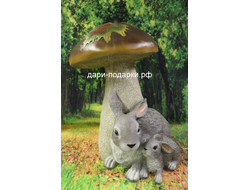 Садовая фигура Зайчики под грибом 45*30 см   5 кг   полистоун Россия 4098/016777