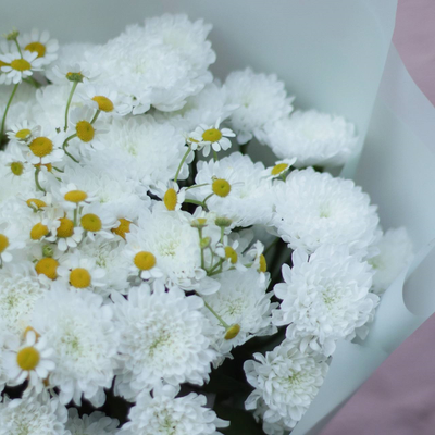 Букет из кустовой хризантемы и ромашек