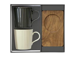 Набор кружек Время отдыха, чёрная, светло-оливковая, 0,38 л, 2 шт