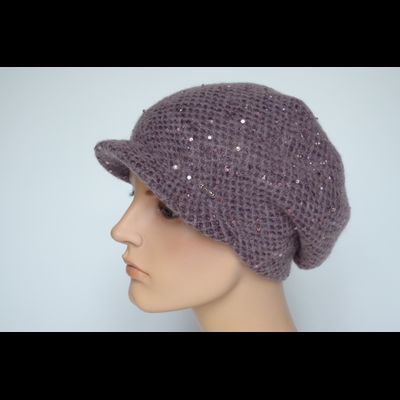 Вязаный берет с козырьком Vizio Италия 6161 сиреневый
