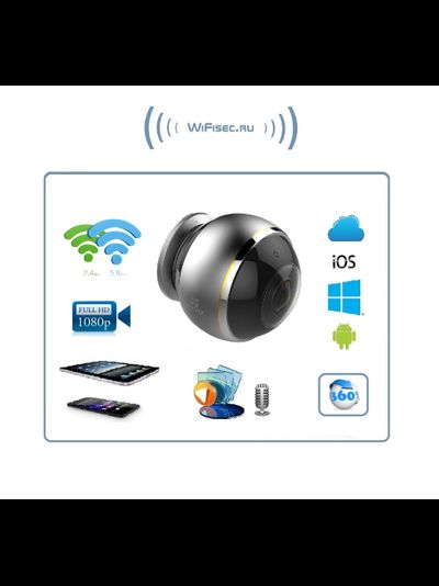 EZVIZ Mini Pano панорамная 360 градусов WiFi (2.4/5 Ггц) видеокамера с DVR, Full HD