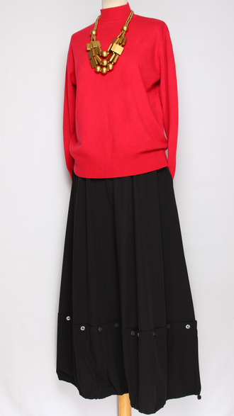 Брюки-юбка  "Широкие с клепками" черные до р.54