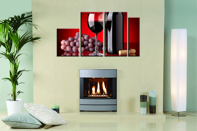 Модульная картина "Вино и виноград"