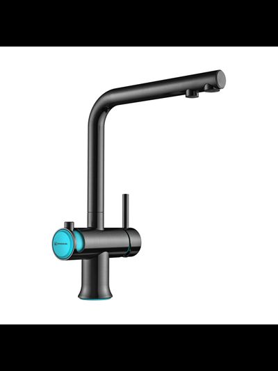 Смеситель OMOIKIRI HOTARU-B (4994029), вороненая сталь/голубые вставки на ручках