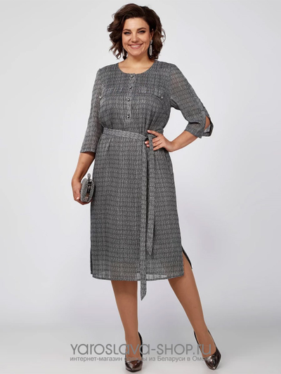 Шифоновое платье серого цвета