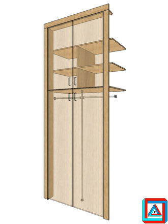 Шкаф встроенный с 2-мя парами распашных дверей