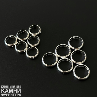 Колечки-рамки объёмные для вставки бусин ЛЮКС, размер и покрытие в ассортименте, цена за штуку
