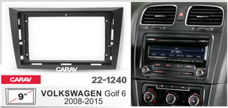 ПЕРЕХОДНАЯ РАМКА ДЛЯ УСТАНОВКИ АВТОМАГНИТОЛЫ CARAV 22-1240: 9&quot; / 230:220 x 130 mm / VOLKSWAGEN Golf 6 2008-2015 (RVW-FC728)