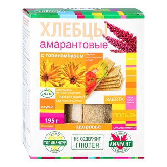 Хлебцы амарантовые кукурузно-рисовые с топинамбуром, 195г (Di&Di)