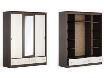 Шкаф купе  "Клён"  3 дверный с ящиками 1.63 м (Бр)