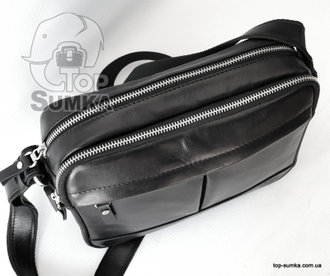 Кожаная мужская сумка Leon M-62 black.