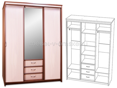 Шкаф-купе Карина 1,5 с зеркалом