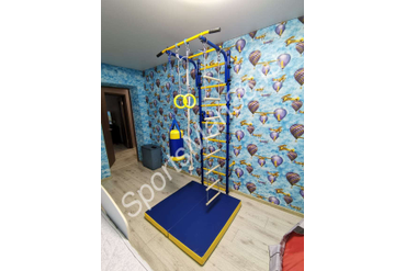 ДСК ЮНЫЙ АТЛЕТ МОДЕЛЬ "ПРИСТЕННЫЙ", цвет металла синий + детский боксерский набор синего цвета