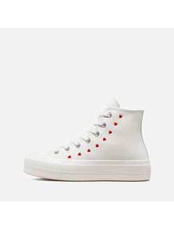 Кеды Converse Chuck Taylor Lift Love Me с сердечками белые высокие A01599C фото 3