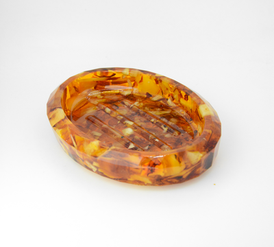 Мыльница овальная со срезом янтаря