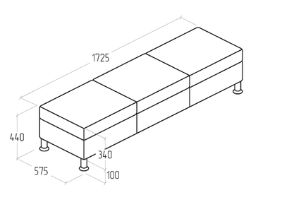 Пуф Everprof Monro трехместный Экокожа Черный