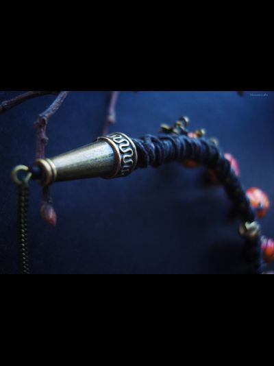 &quot;Круглые тыковки, звонкие звёздочки&quot;, короткое колье на плетёном шнуре