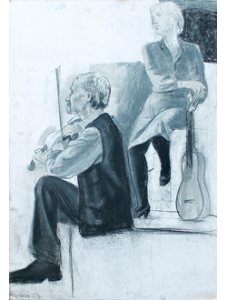 "Музыканты" картон уголь Багров Г.К. 1970-е годы