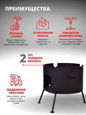 Печь под казан 440мм (под казан 22л) сталь 2мм