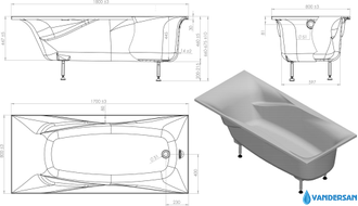 Ванна из литьевого мрамора Astra-Form Вега Люкс 170x80