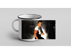 Кружка металлическая эмалированная Jean-Claude Van Damme, Жан-Клод Ван Дамм №11