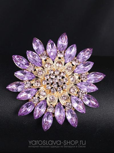 АЛ-119. Брошь-цветок астра фиолетовая.