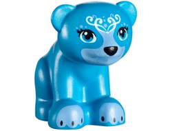 Bear, Friends / Elves, Baby Cub, Sitting with Black Nose, White Face Decorations and Medium Blue Paws and Muzzle Pattern Blubeary, Dark Azure (14732pb04 / 6179259)