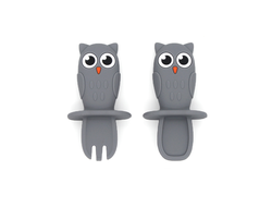Набор вилка + ложка Совушки СЕРЫЙ